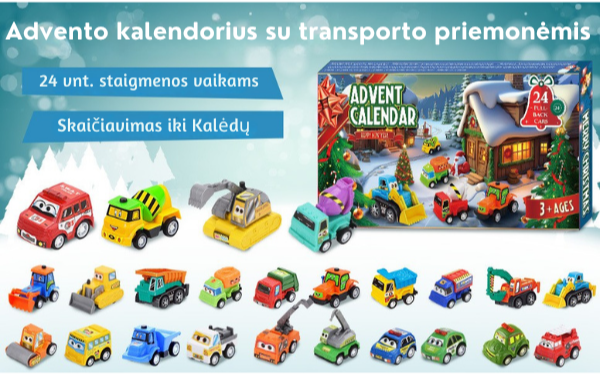 Adventikalender ehitus- ja võidusõiduautodega