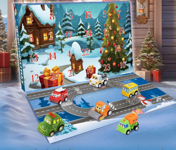 Adventikalender ehitus- ja võidusõiduautodega