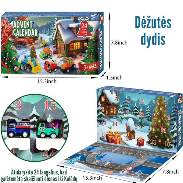Adventikalender ehitus- ja võidusõiduautodega